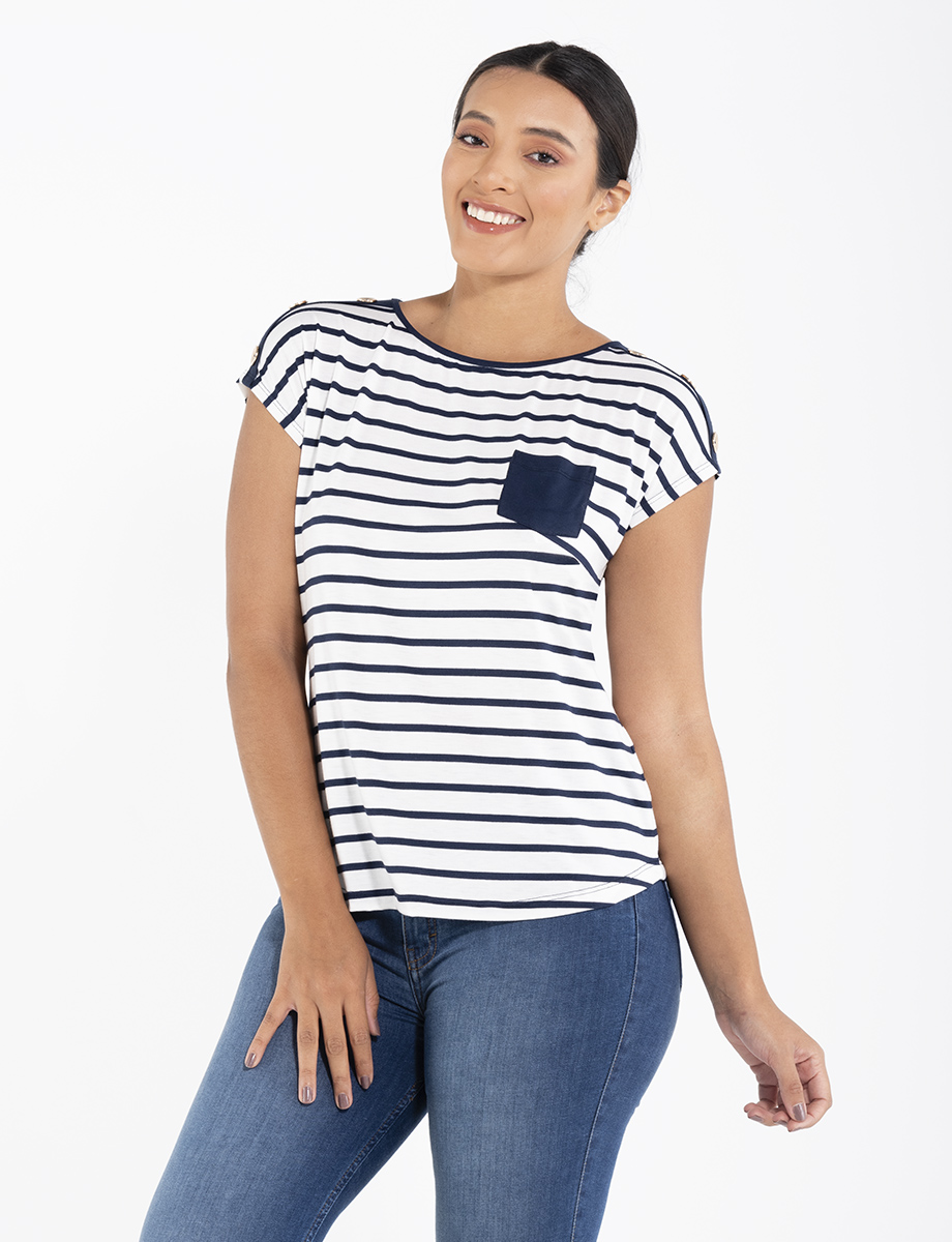 Camiseta rayas con bolsillo
