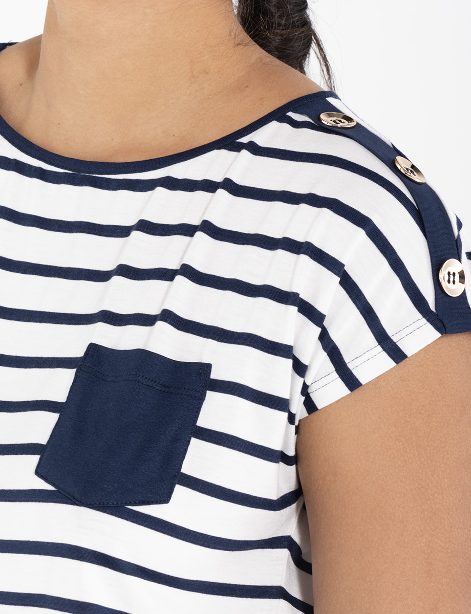 Camiseta rayas con bolsillo