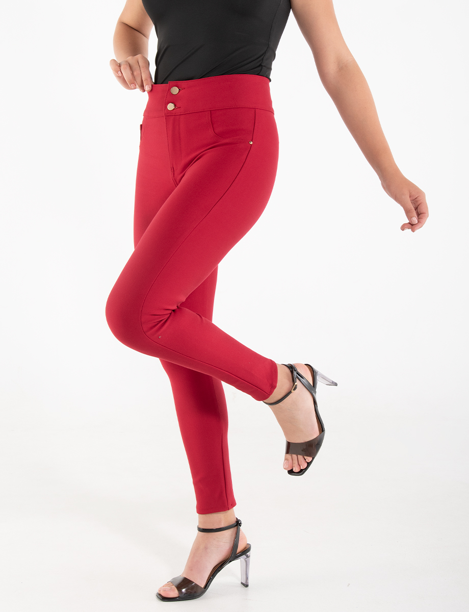 Pantalón casual punto roma unicolor