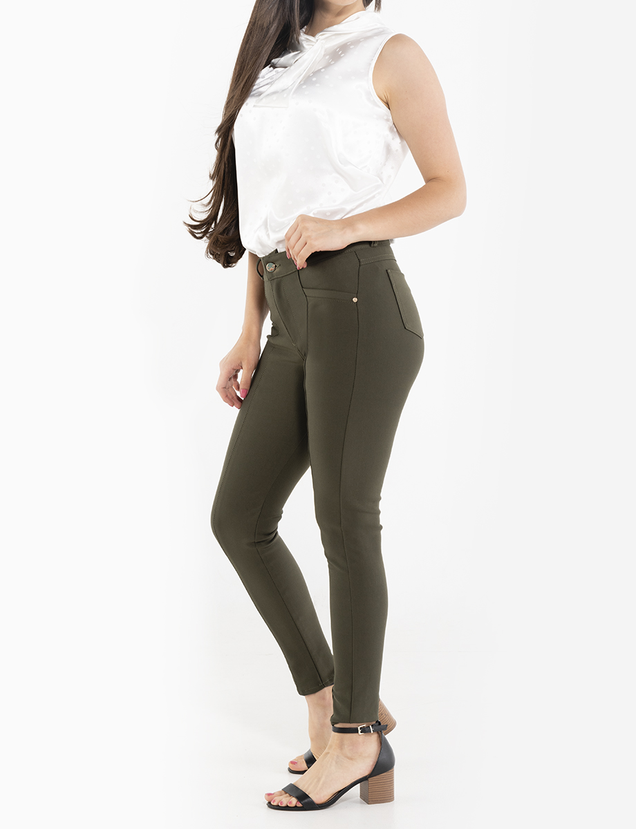 Pantalón unicolor con vena