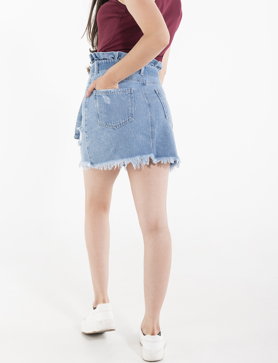Falda paper bag con desgastes