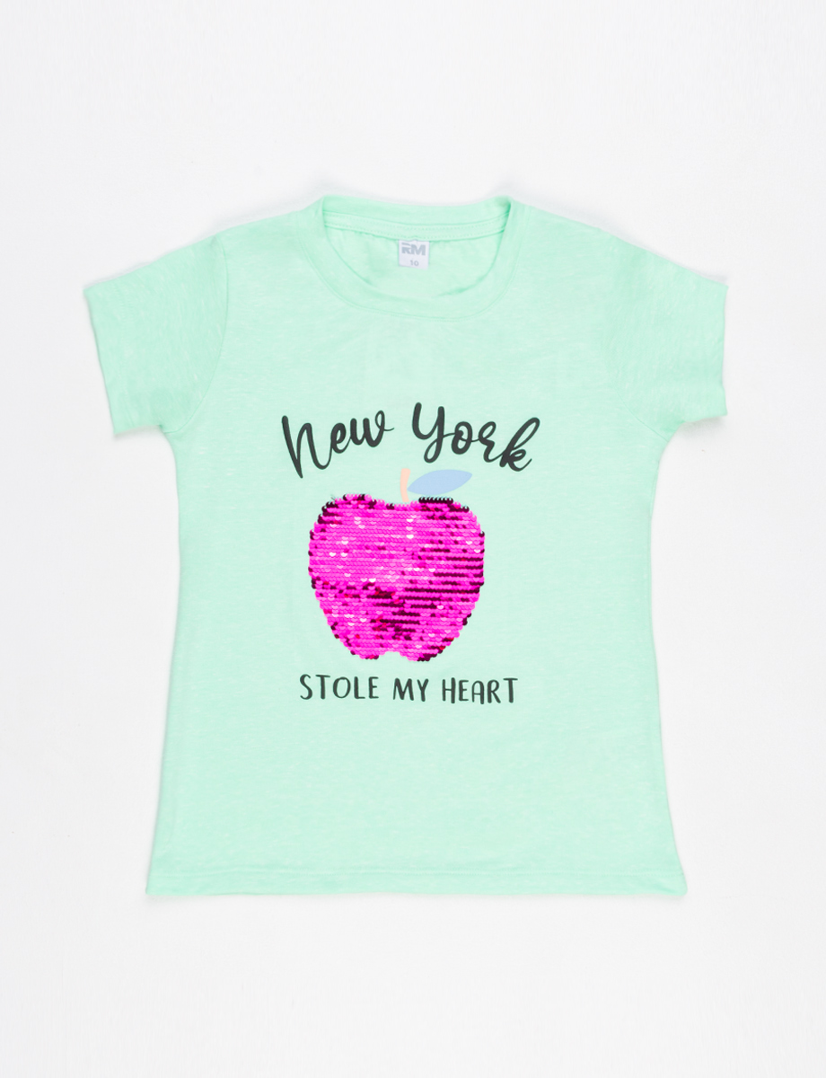 Camiseta lentejuelas verde menta