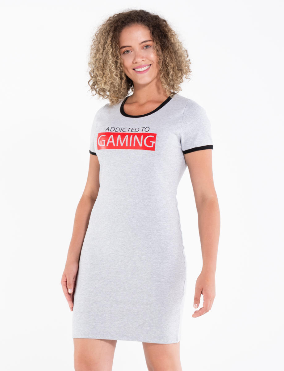 Vestido Addicted to Gaming gris
