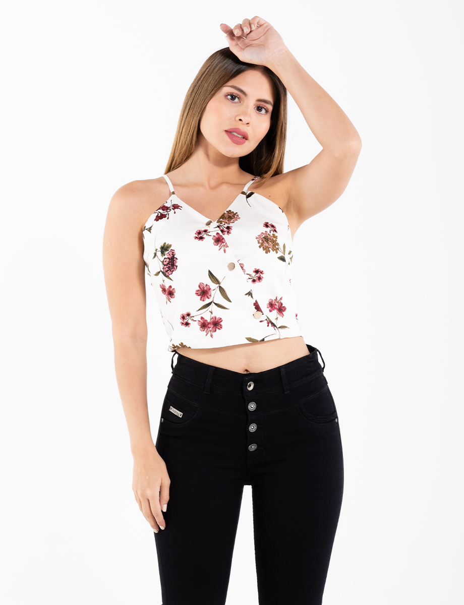 Crop top flores, CAMISETAS Y POLOS, CAMISETAS Y POLOS