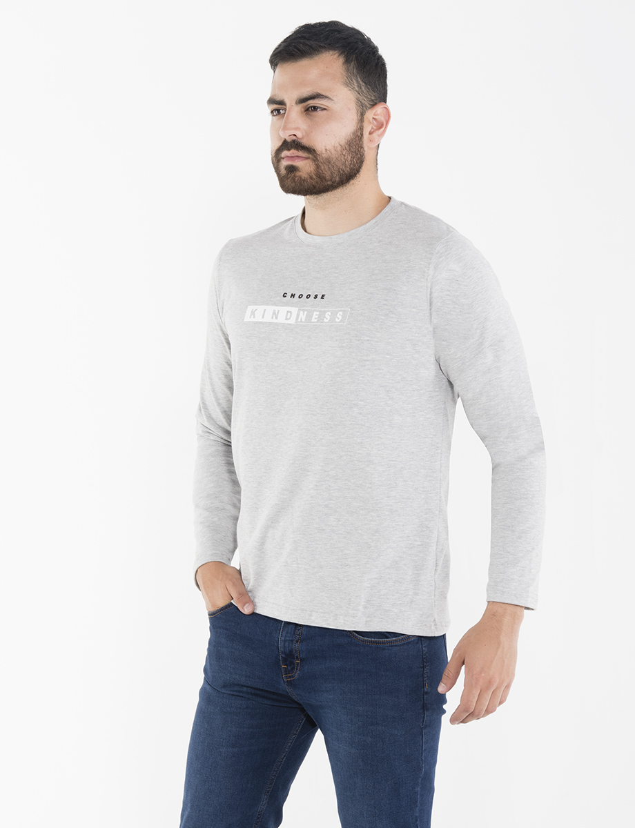 Buzo gris claro con estampado