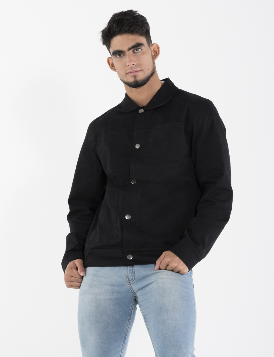 Chaqueta de gabardina negra