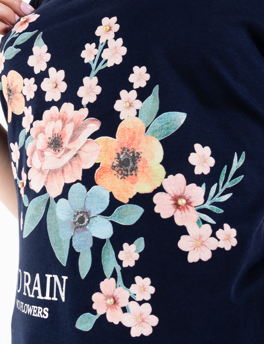 Camiseta flores manga corta