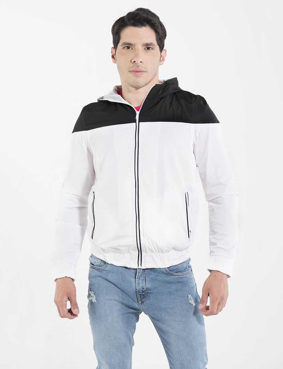 Chaqueta poliéster negra-blanco
