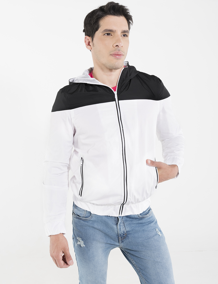 Chaqueta poliéster negra-blanco