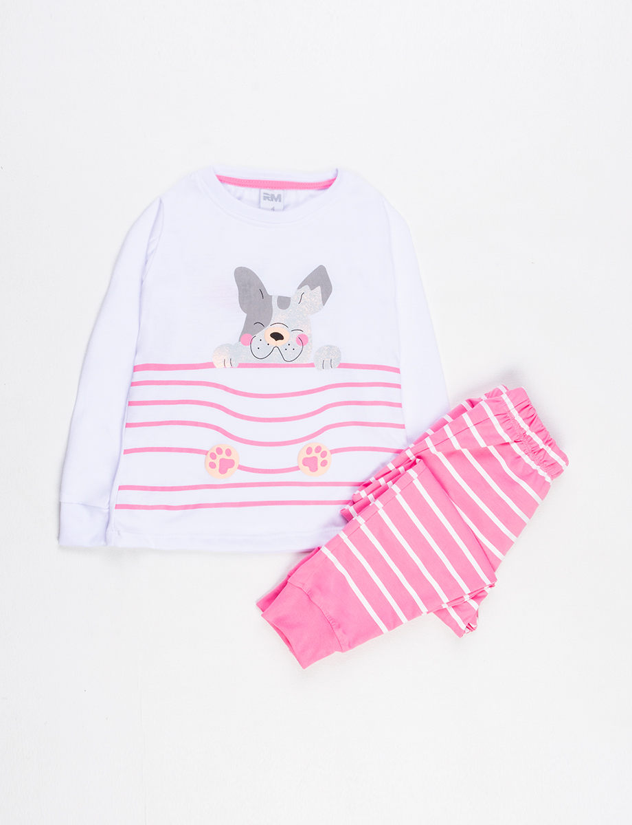 Pijama rayas blanco-rosado