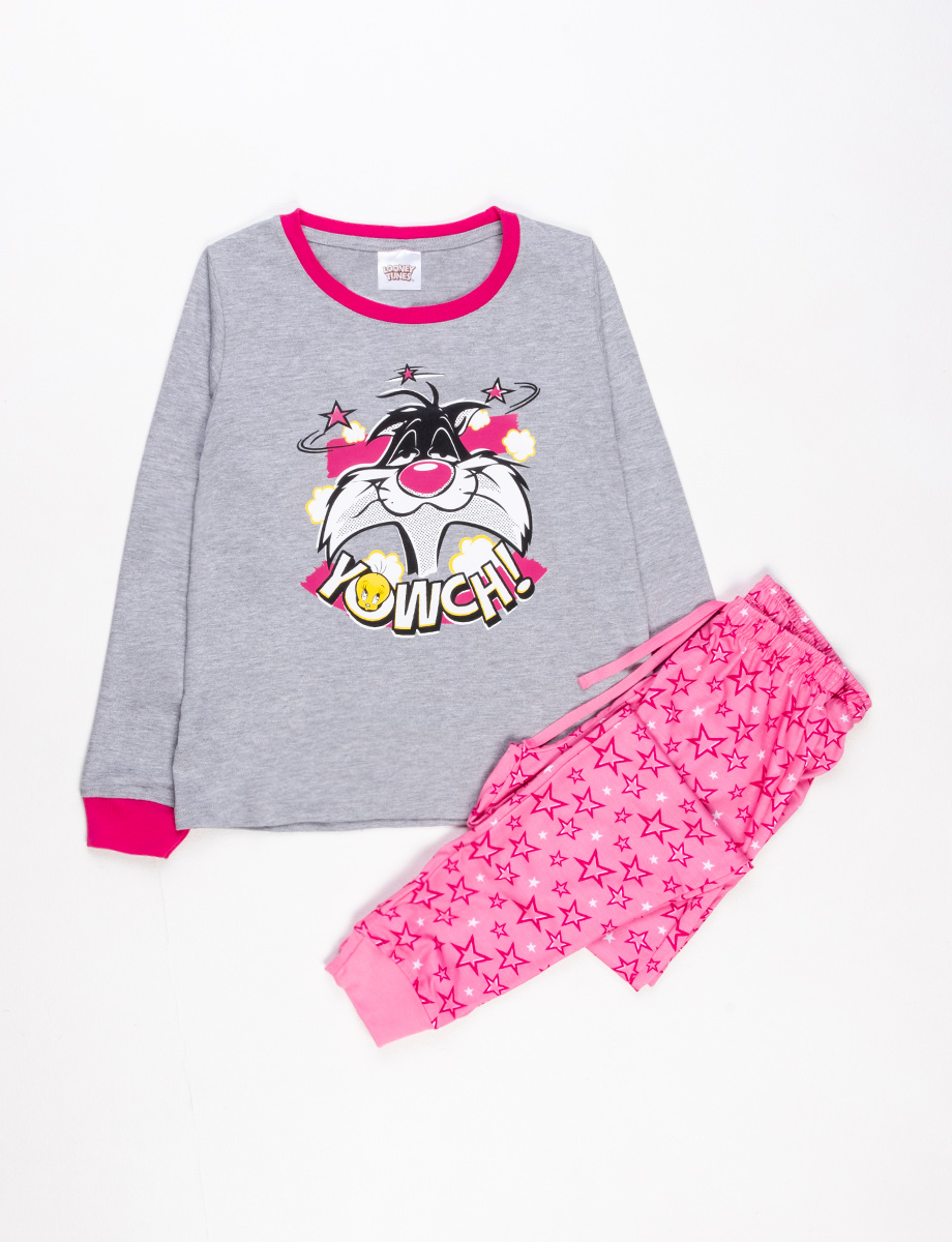 Pijama Looney Tunes gris-rosado