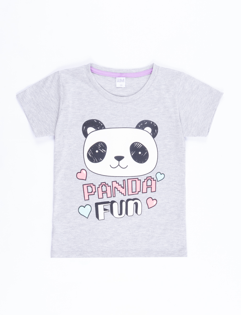 Camiseta Panda jaspeado claro