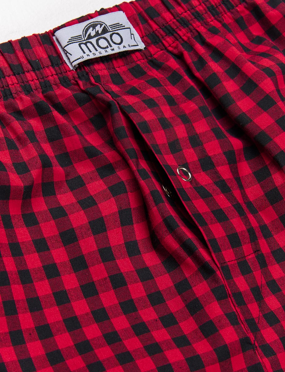 Boxer Tela cuadros rojo Mao
