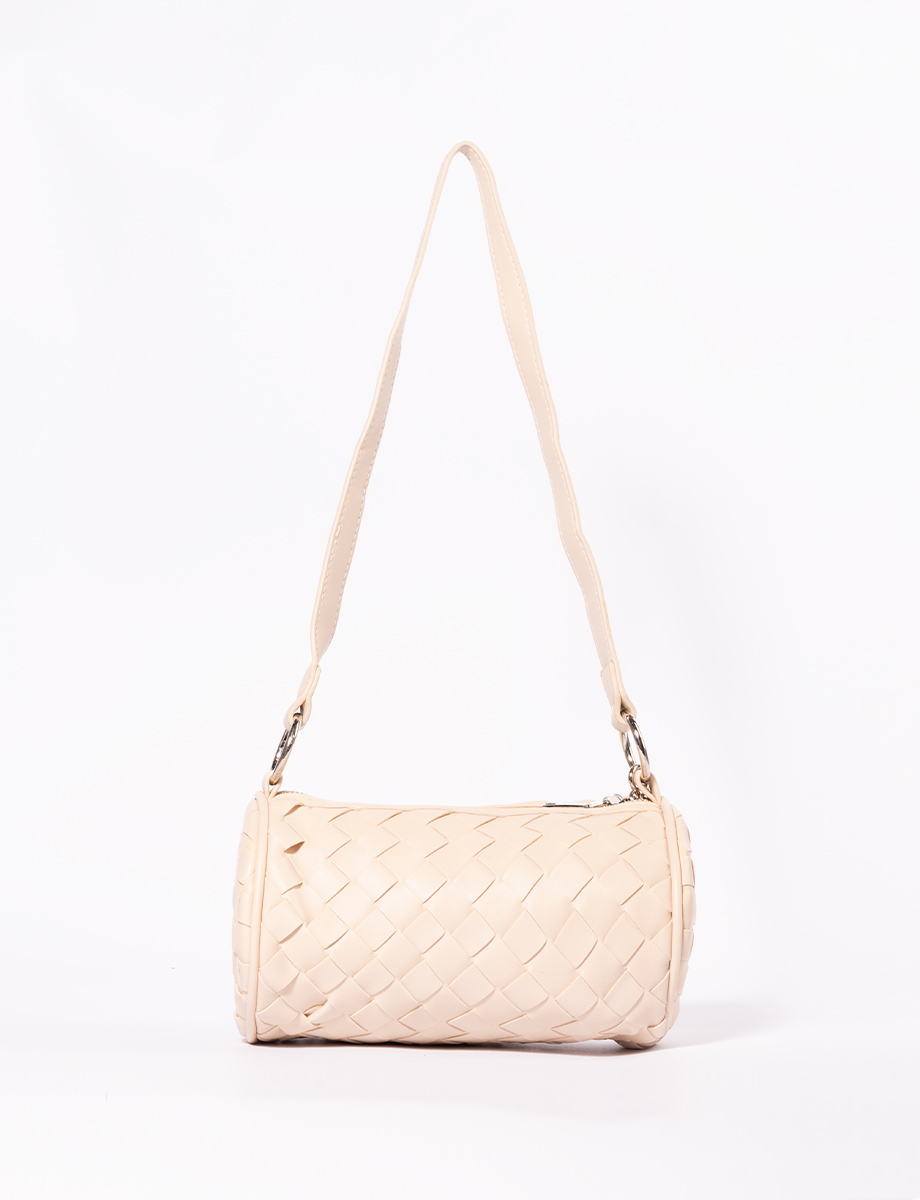 Cartera cilíndrica beige