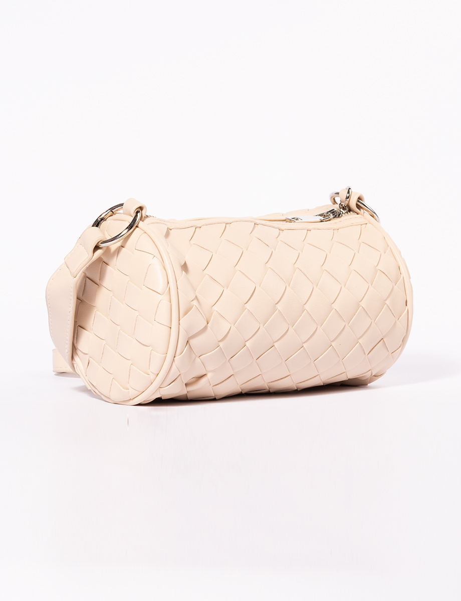 Cartera cilíndrica beige