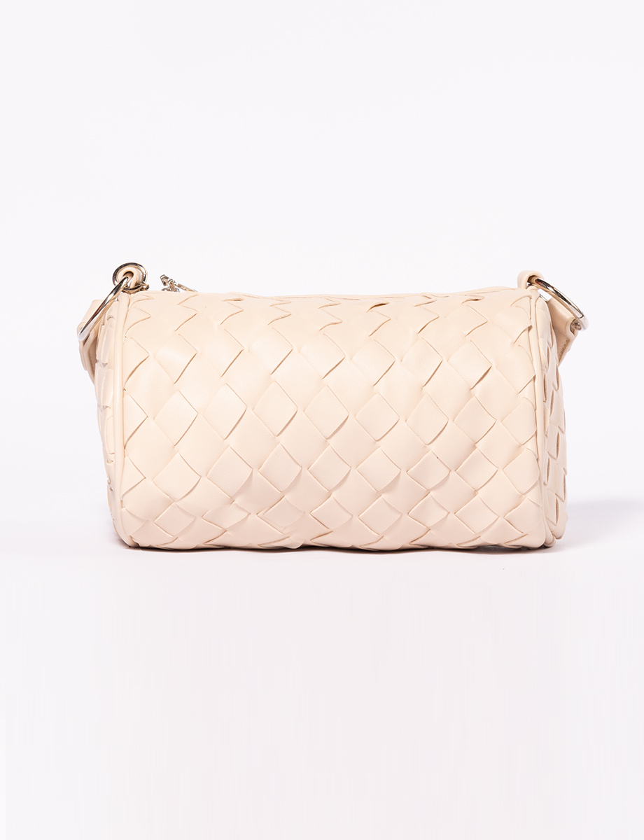 Cartera cilíndrica beige