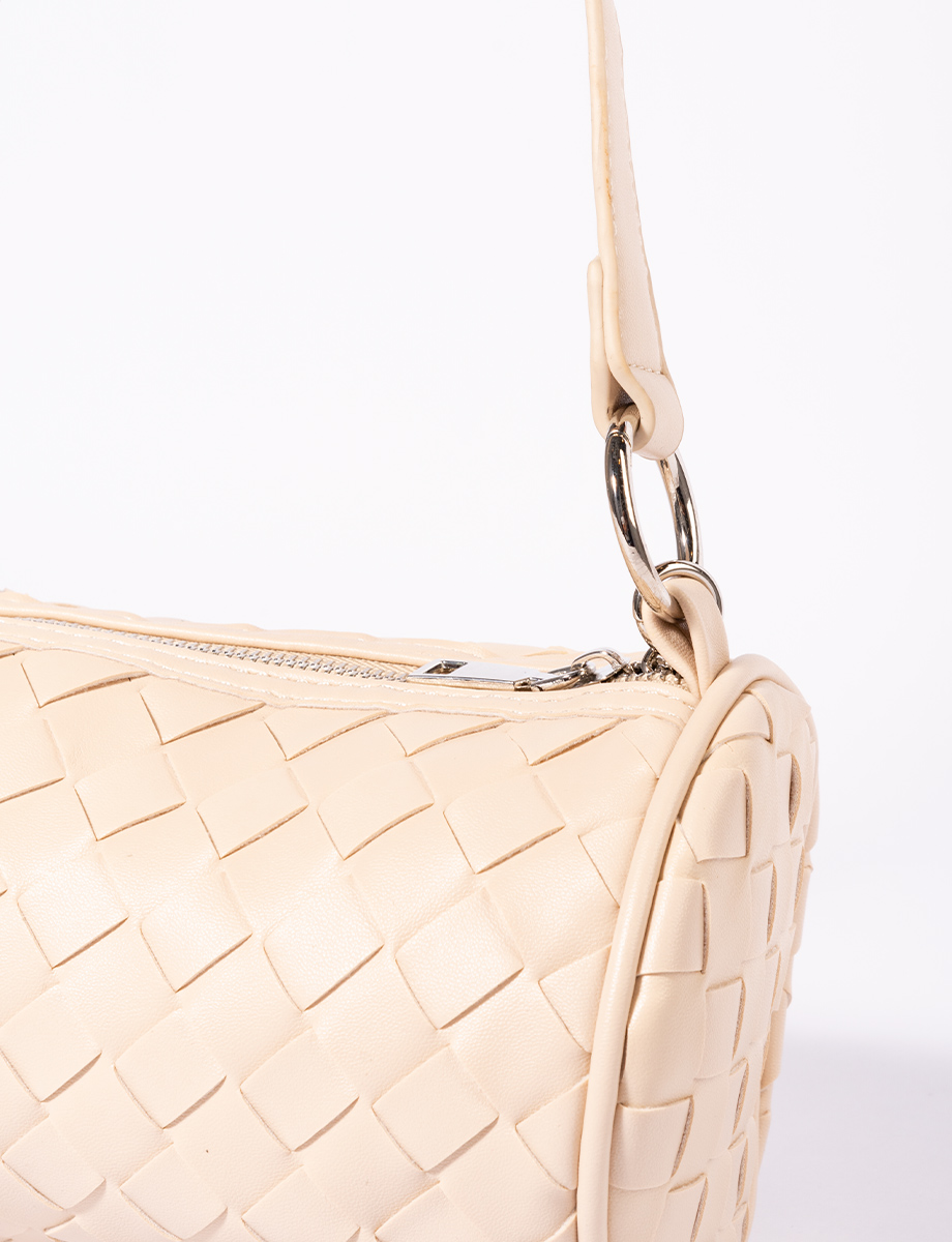 Cartera cilíndrica beige