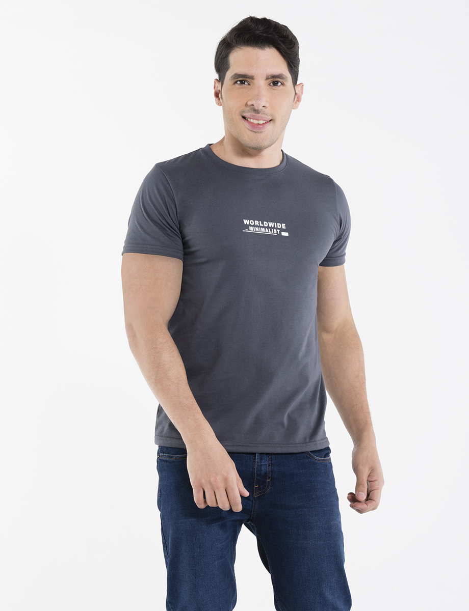 Camiseta Letras plomo oscuro