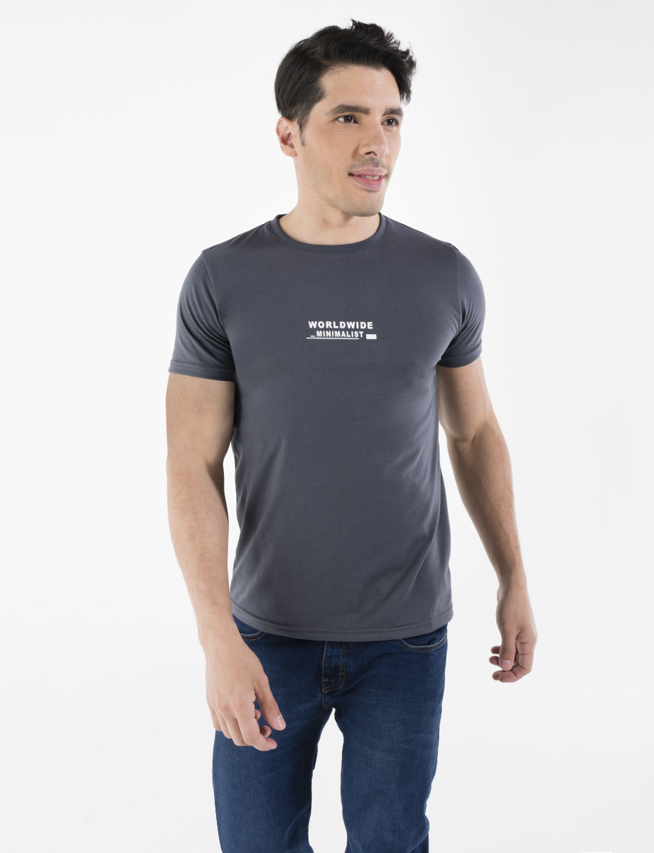 Camiseta Letras plomo oscuro