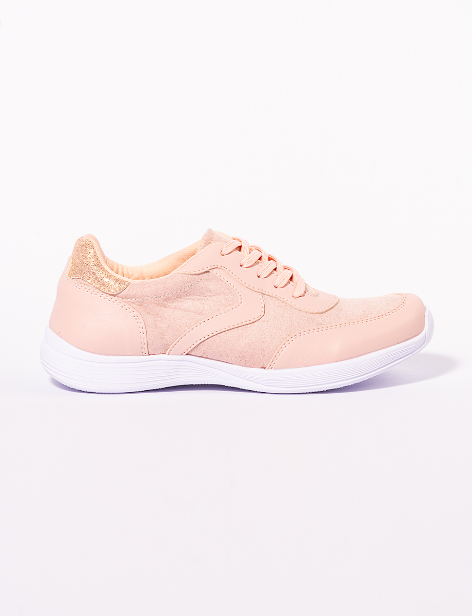 Sneaker rosado suela blanca
