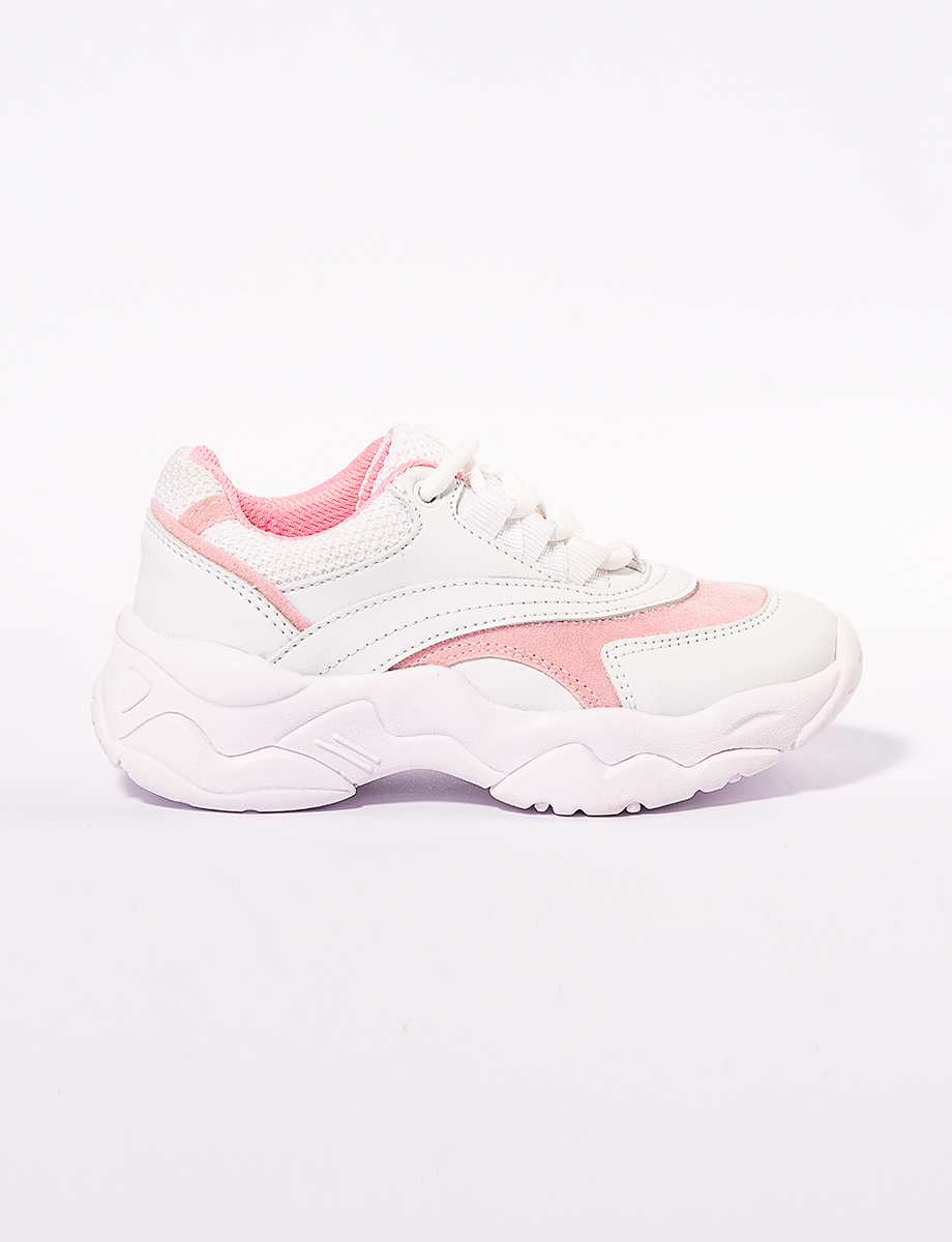Sneaker chunky blanco-rosado