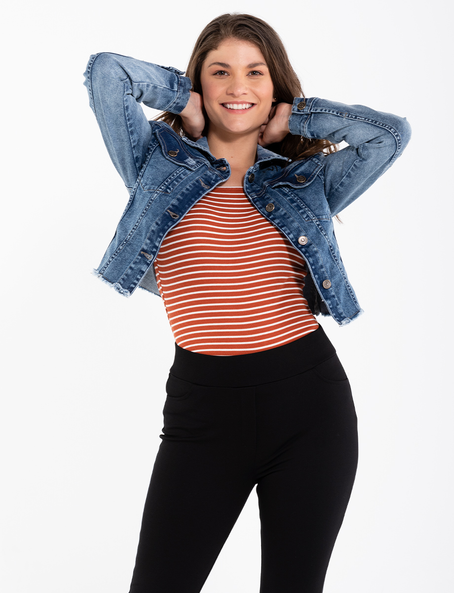 Chaqueta denim estampada
