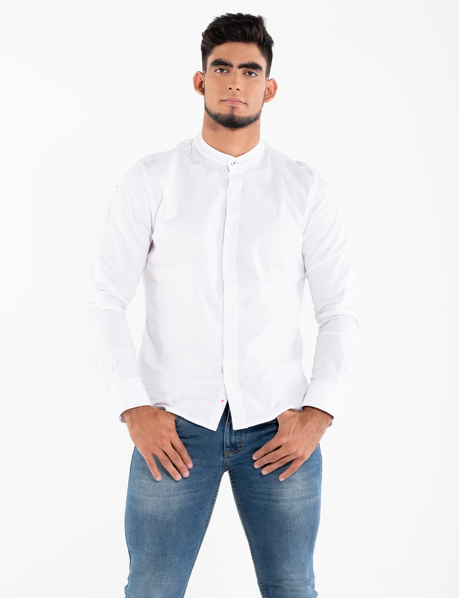 Camisa blanca cuello mao | | MODA | HOMBRES | Moda RM Tienda Online