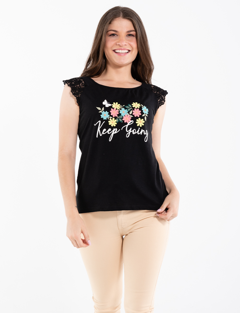 Camiseta con encaje Keep Going