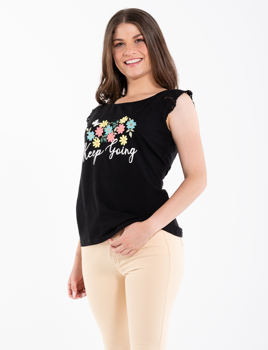 Camiseta con encaje Keep Going