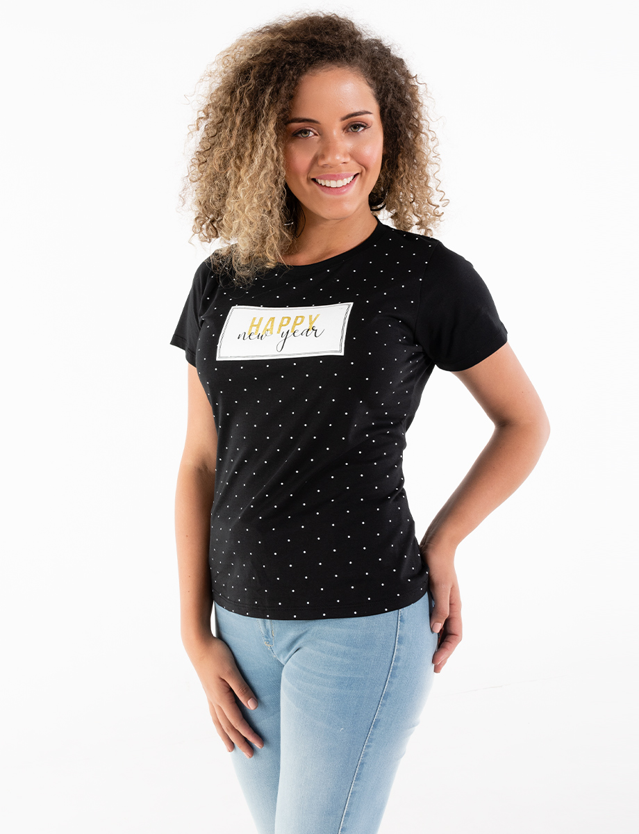 Camiseta Happy New Year negra