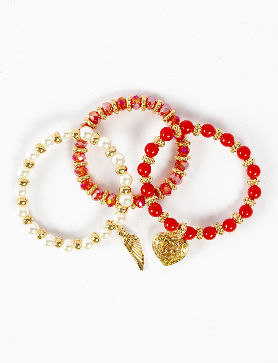 Pulsera x 3 perlas amarillas con dijes