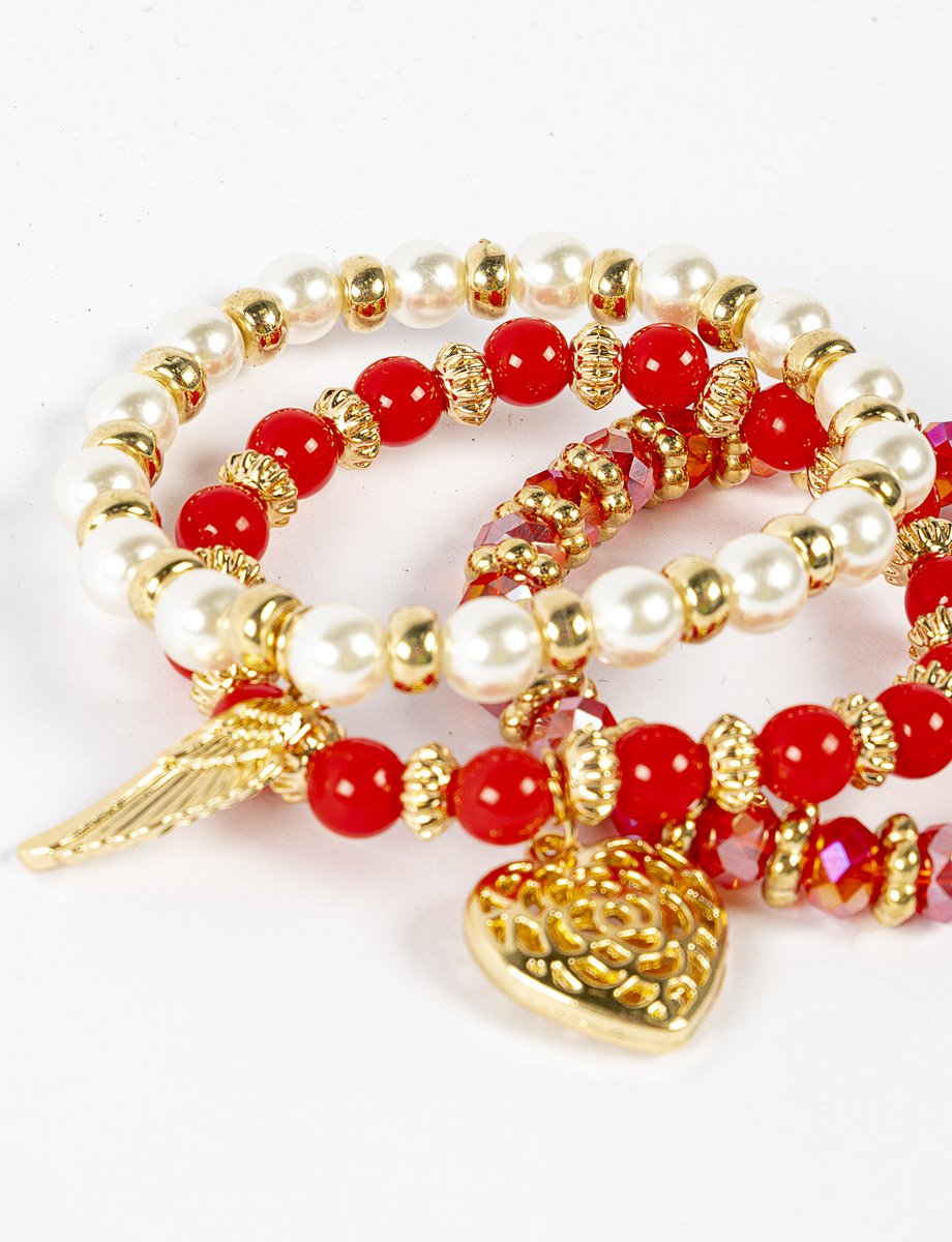 Pulsera x 3 perlas amarillas con dijes