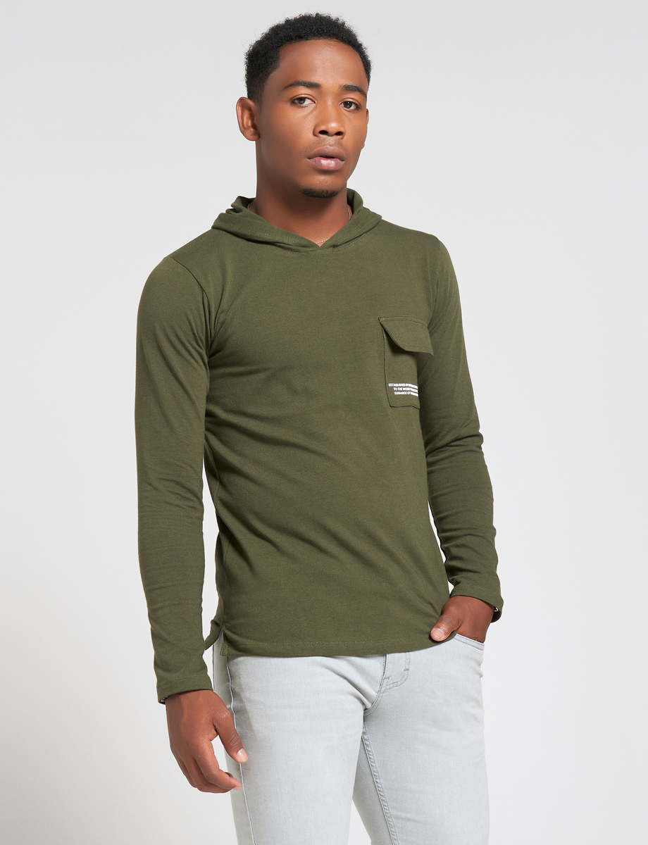 Buzo verde militar con capucha