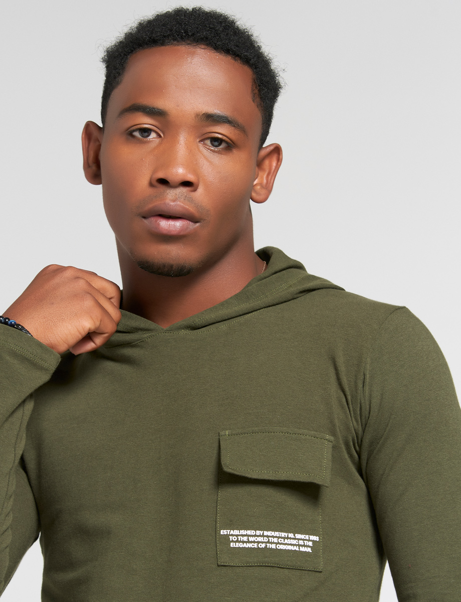 Buzo verde militar con capucha