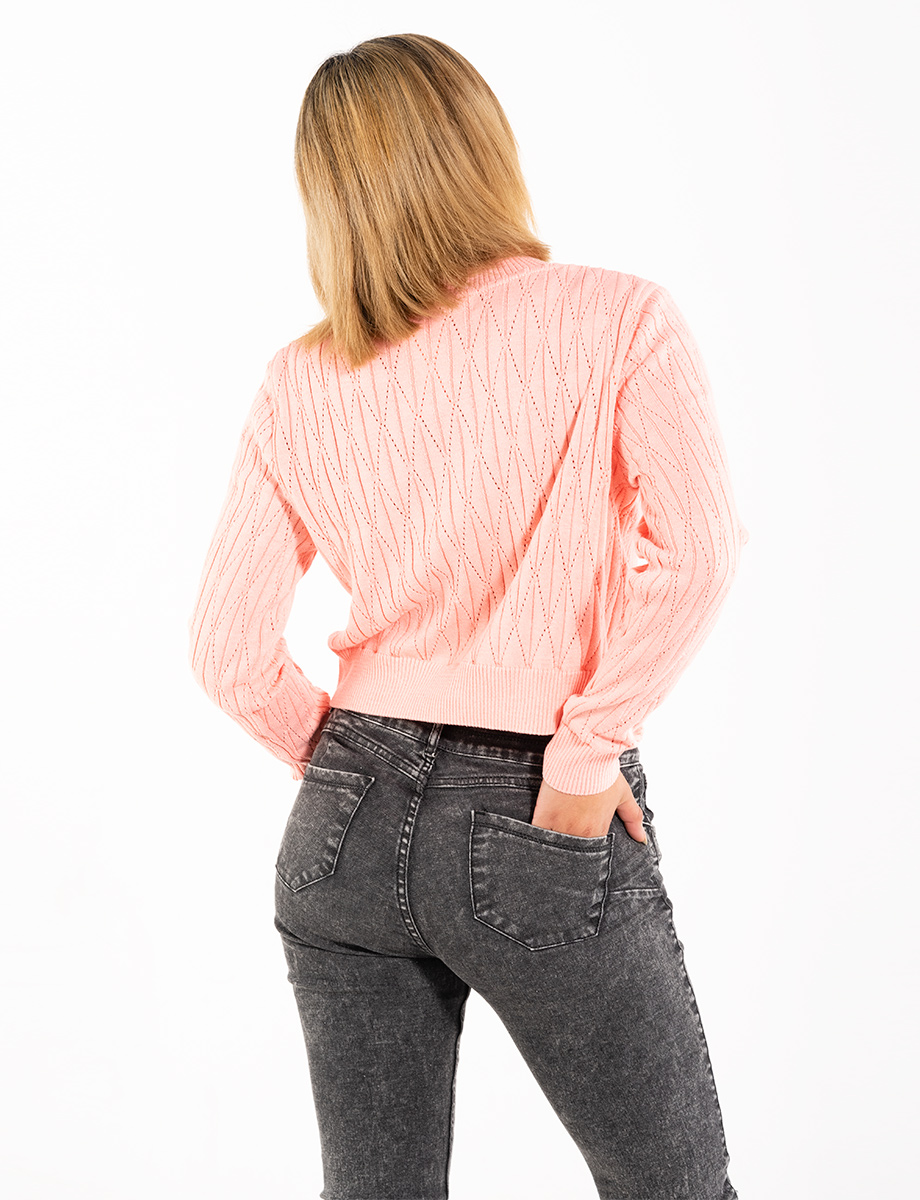 Sweater coral diseño rombos
