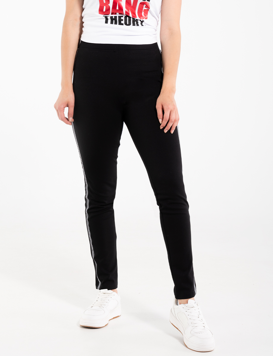 Legging negro con franjas blancas