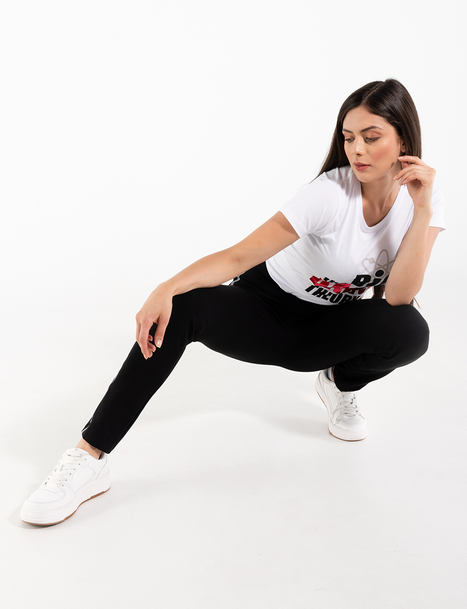 Legging negro con franjas blancas