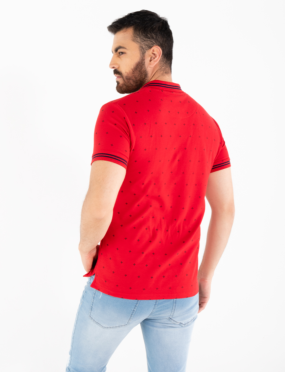 Polo prints roja manga corta