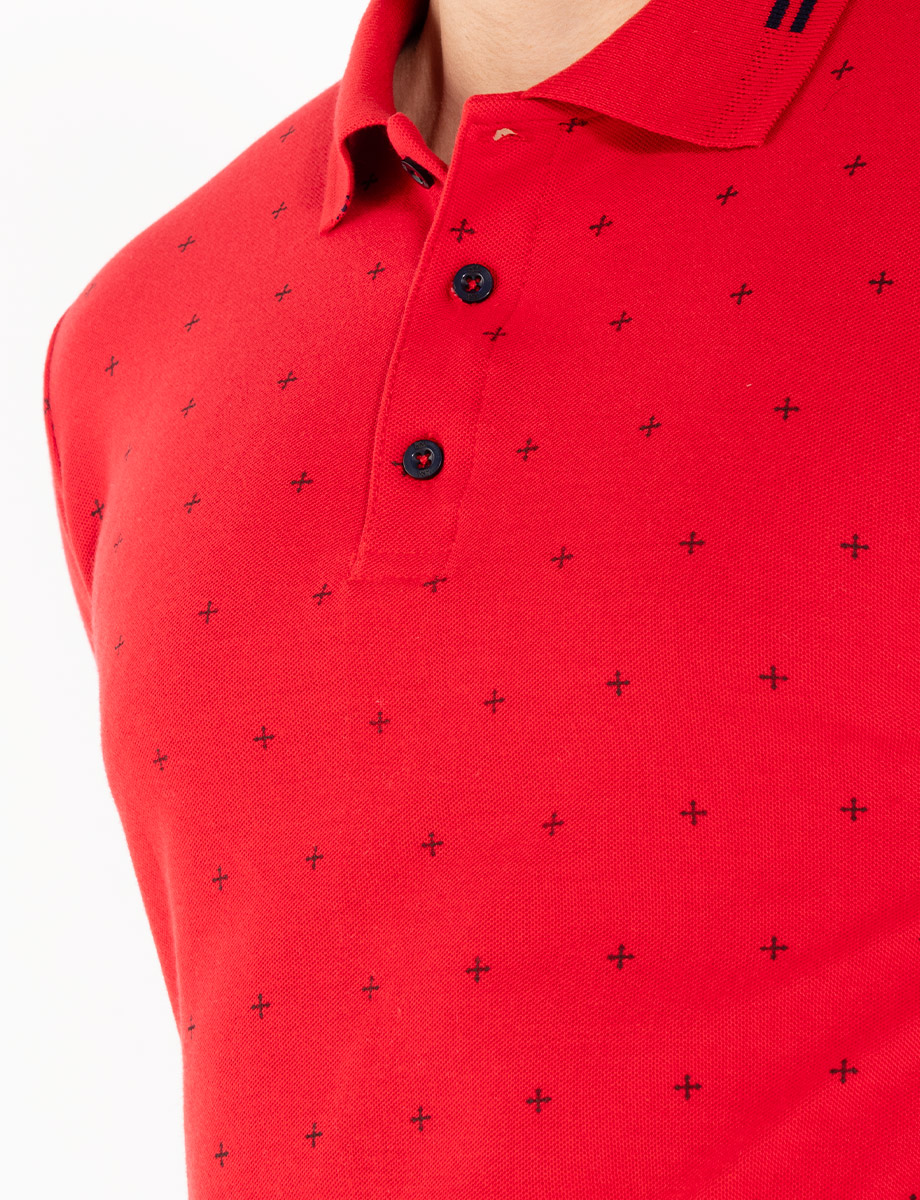 Polo prints roja manga corta