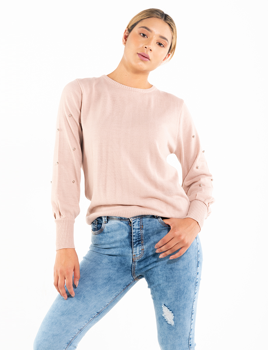 Sweater con apliques palo rosa