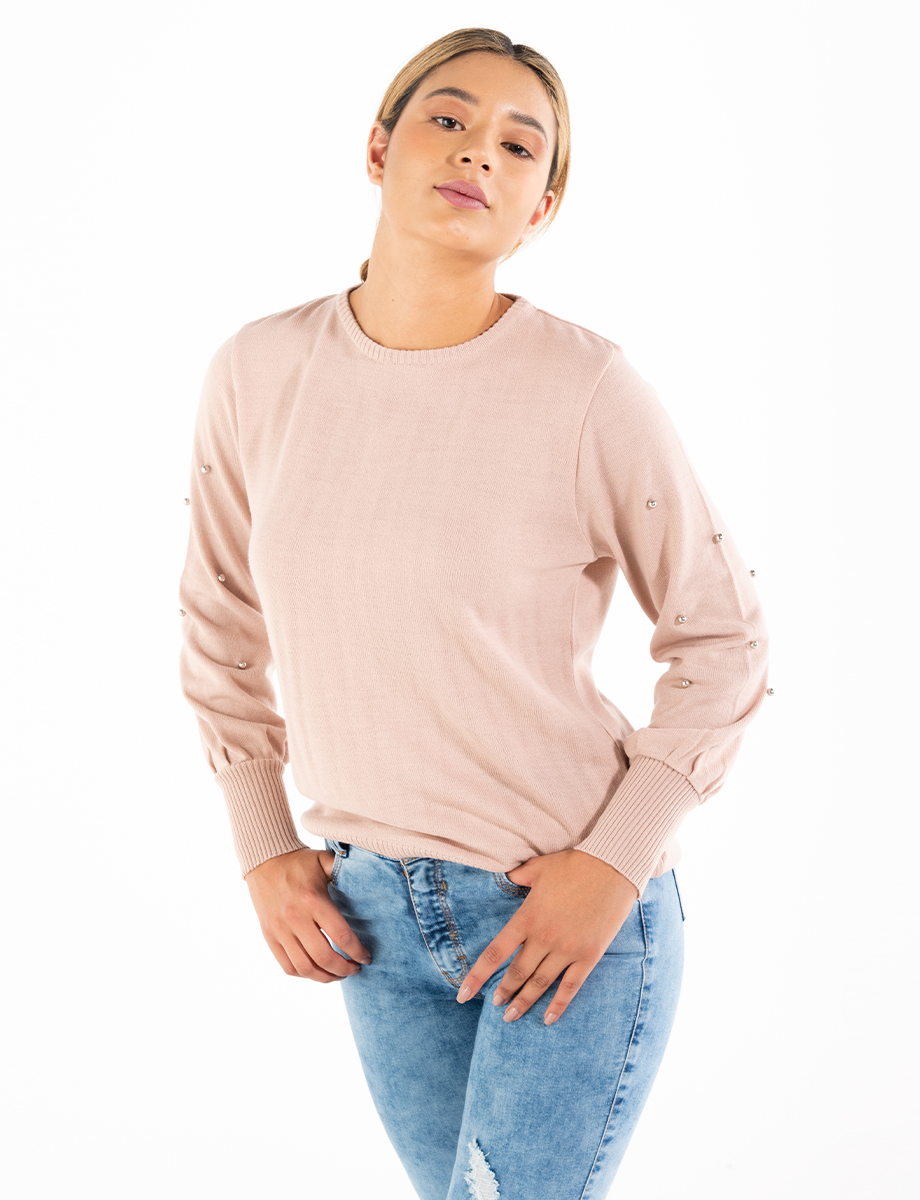 Sweater con apliques palo rosa