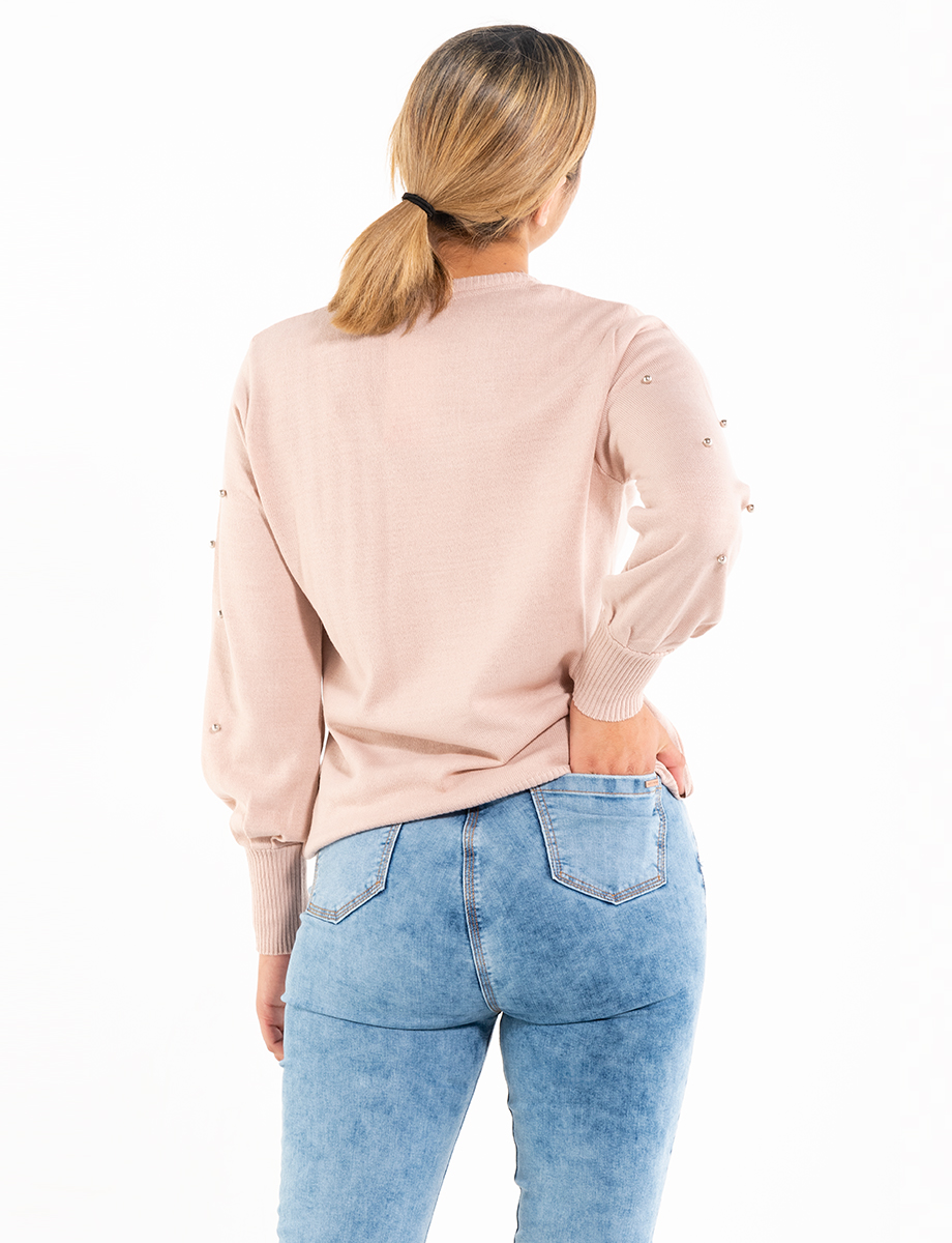 Sweater con apliques palo rosa