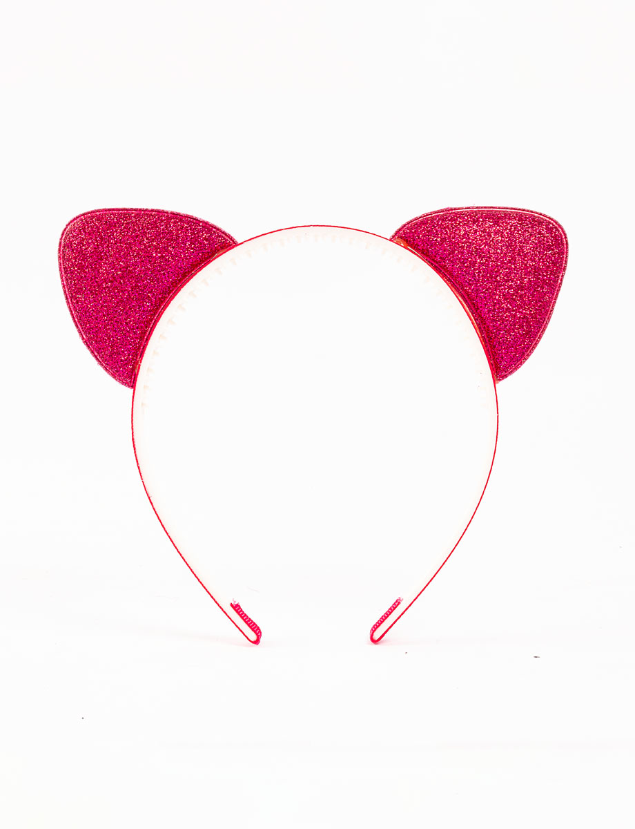 Diadema fina rosada con orejas