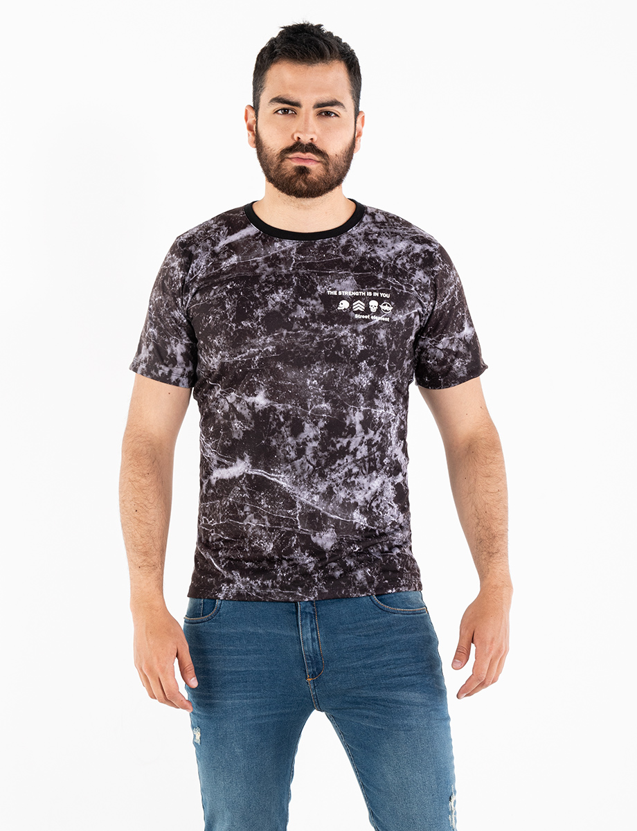 Camiseta Tie-dye negro-blanco