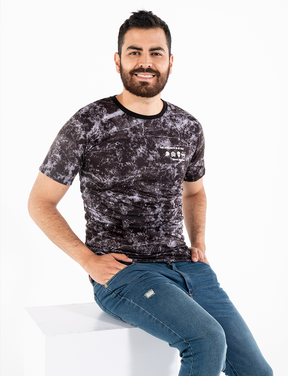 Camiseta Tie-dye negro-blanco