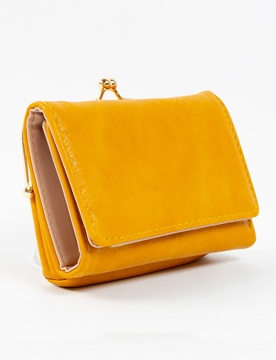 Billetera trifold mostaza