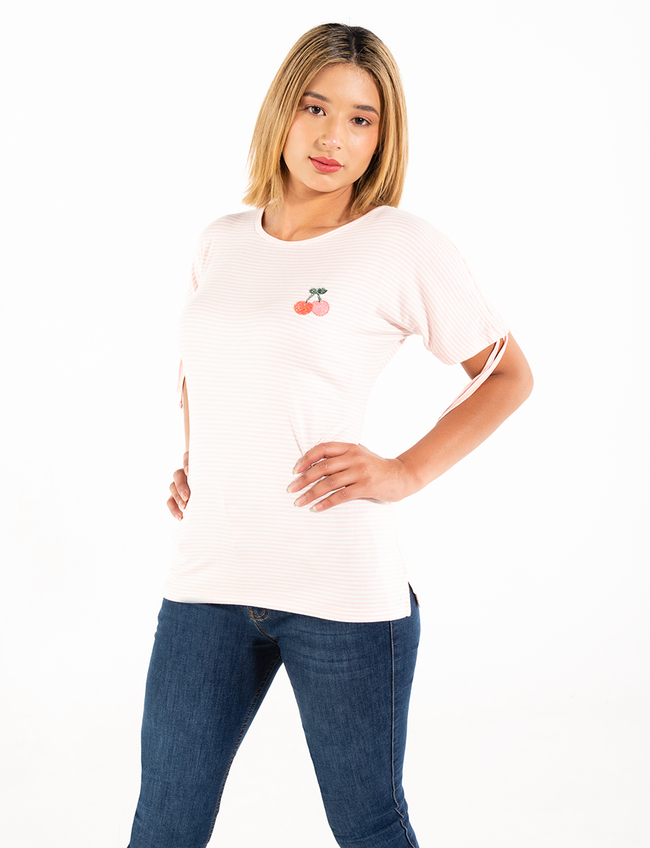 Camiseta a rayas cereza