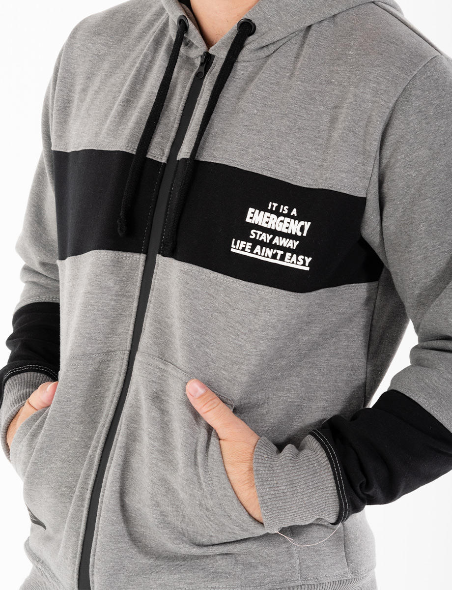 Chompa Emergency gris-negro