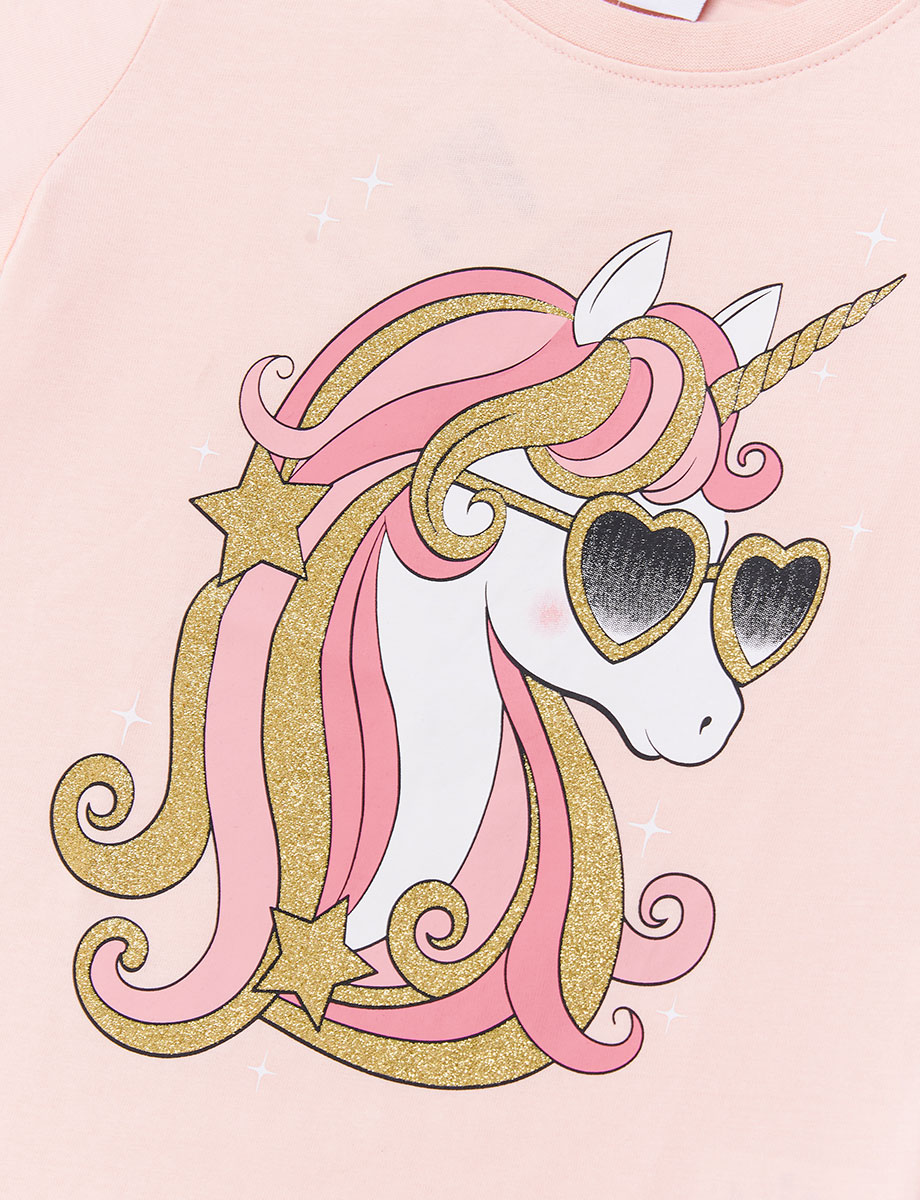 Camiseta esc Unicornio Rosada