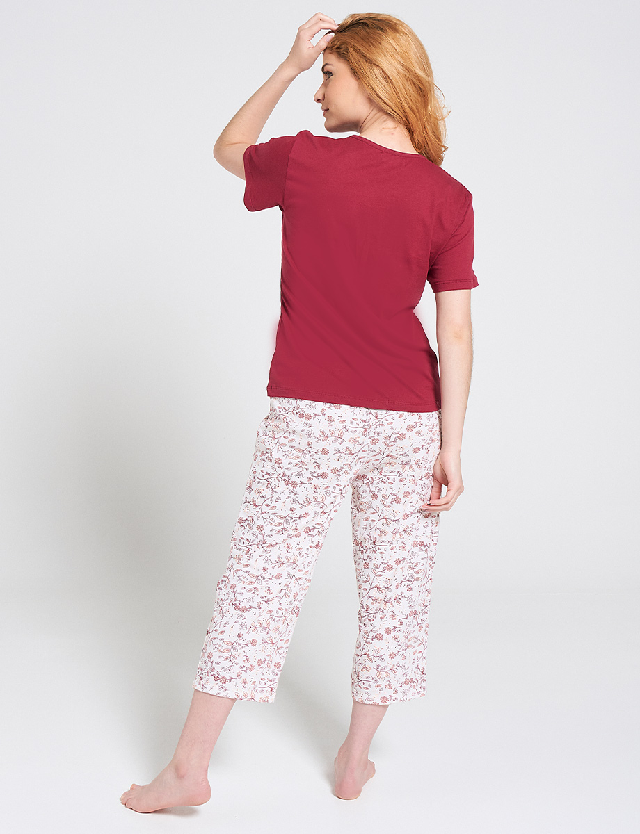 Pijama Capri Camiseta Vino